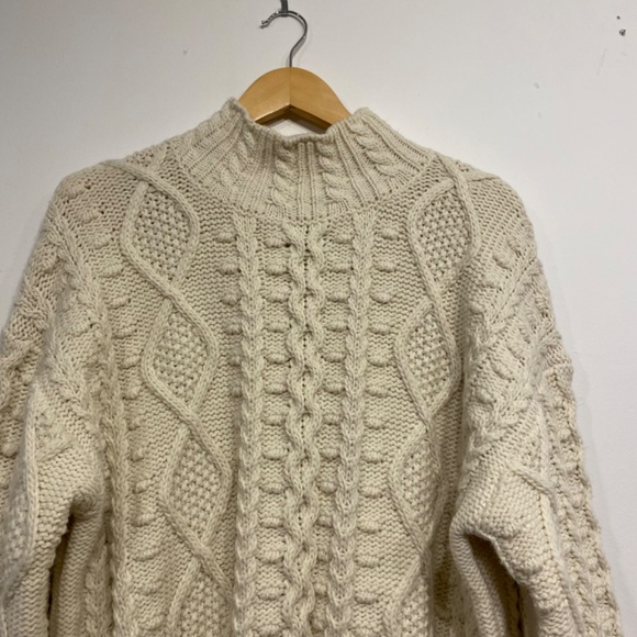 Zara White Cableknit Oversized Mock Neck Sweater Size Small-Medium - Picture 3 of 4